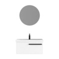 Set mobilier de baie (2 piese), Hanah Home, Bulu 80, Alb mat