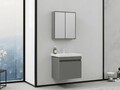 Set mobilier de baie (2 piese), Hanah Home, Bellezza 65, Gri Mat
