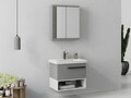 Set mobilier de baie (2 piese), Hanah Home, Blanc 65, Gri Mat