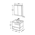 Set mobilier de baie (2 piese), Hanah Home, Blanc 65, Gri Mat