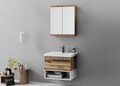 Set mobilier de baie (2 piese), Hanah Home, Blanc 65, Pin