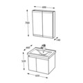 Set mobilier de baie (2 piese), Hanah Home, Abra 65, Pin / Alb