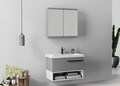 Set mobilier de baie (2 piese), Hanah Home, Blanc 80, Gri Mat