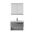 Set mobilier de baie (2 piese), Hanah Home, Blanc 80, Gri Mat