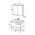 Set mobilier de baie (2 piese), Hanah Home, Blanc 80, Gri Mat