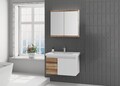 Set mobilier de baie (2 piese), Hanah Home, Abra 80, Pin / Alb