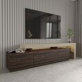 Comoda TV, Hanah Home, Beliz, 192x53x37 cm, Travertin / Nuc