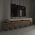 Comoda TV, Hanah Home, Beliz, 192x53x37 cm, Travertin / Nuc
