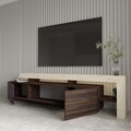 Comoda TV, Hanah Home, Beliz, 192x53x37 cm, Travertin / Nuc
