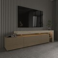 Comoda TV, Hanah Home, Beliz, 192x53x37 cm, Travertin / Stejar cald