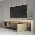 Comoda TV, Hanah Home, Beliz, 192x53x37 cm, Travertin / Stejar cald