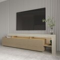 Comoda TV, Hanah Home, Beliz, 192x53x37 cm, Travertin / Stejar cald