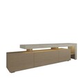 Comoda TV, Hanah Home, Beliz, 192x53x37 cm, Travertin / Stejar cald