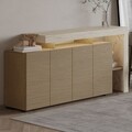 Consola, Hanah Home, Beliz, 170x80x35 cm, Travertin / Stejar cald