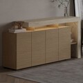 Consola, Hanah Home, Beliz, 170x80x35 cm, Travertin / Stejar cald