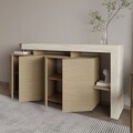 Consola, Hanah Home, Beliz, 170x80x35 cm, Travertin / Stejar cald