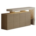 Consola, Hanah Home, Beliz, 170x80x35 cm, Travertin / Stejar cald