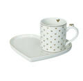 Ceasca cu farfurie, Amore Mio Righe, Brandani, 17.5x15.5x8 cm, portelan New Bone China