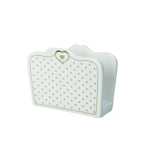Suport servetele, Amore Mio Cuori , Brandani, 12.5x5.5x9 cm, portelan New Bone China