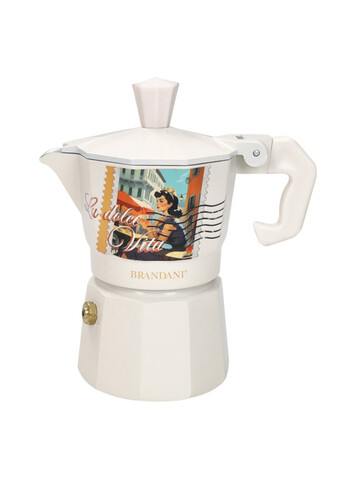 Cafetiera, Dolce Vita Avorio, Brandani, capacitate 1 ceasca, 6x12x13 cm, aluminiu