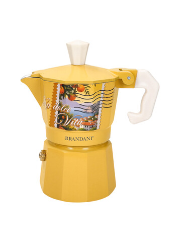Cafetiera, Dolce Vita Ocra, Brandani, capacitate 1 ceasca, 6x12x13 cm, aluminiu