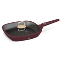 Tigaie grill cu capac Berlinger Haus, Leonardo, 28 cm, 2.1 L, aluminiu forjat, visiniu mat