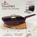 Tigaie grill cu capac Berlinger Haus, Leonardo, 28 cm, 2.1 L, aluminiu forjat, visiniu mat
