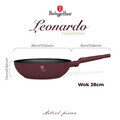 Tigaie Wok Berlinger Haus, Leonardo, 28 cm, 3.2 L, aluminiu forjat, visiniu mat