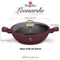 Tigaie Wok cu capac Berlinger Haus, Leonardo, 30 cm, aluminiu forjat, visiniu mat