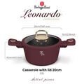 Oala cu capac Berlinger Haus, Leonardo, 20 cm, 2.5 L, aluminiu forjat, visiniu mat