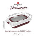 Tava cu capac Berlinger Haus, Leonardo, 36.5x24.5x5.5 cm, otel carbon/plastic, visiniu mat
