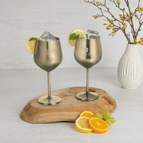 Set 2 pahare pentru vin Berlinger Haus, Sahara/Leonardo, 550 ml, inox 18/10, auriu