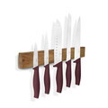 Set 5 cutite cu suport magnetic Berlinger Haus, Leonardo, inox/lemn, visiniu mat/natur