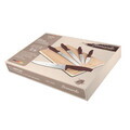 Set 5 cutite cu tocator Berlinger Haus, Leonardo, inox/bambus, visiniu mat/natur