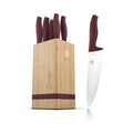 Set 5 cutite cu suport patrat Berlinger Haus, Leonardo, inox/bambus, visiniu mat/natur