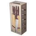Set 5 cutite cu suport patrat Berlinger Haus, Leonardo, inox/bambus, visiniu mat/natur