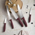 Set 5 cutite cu suport rotund Berlinger Haus, Leonardo, inox/bambus, visiniu mat/natur