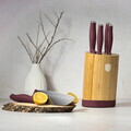 Set 5 cutite cu suport rotund Berlinger Haus, Leonardo, inox/bambus, visiniu mat/natur