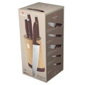 Set 5 cutite cu suport rotund Berlinger Haus, Leonardo, inox/bambus, visiniu mat/natur
