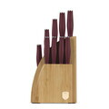 Set 9 cutite cu suport Berlinger Haus, Leonardo, inox/bambus, visiniu mat/natur