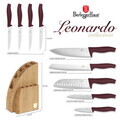 Set 9 cutite cu suport Berlinger Haus, Leonardo, inox/bambus, visiniu mat/natur