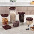 Set 5 recipiente depozitare Berlinger Haus, Leonardo, 460 ml / 1.1 L / 1.5 L, plastic, transparent/visiniu
