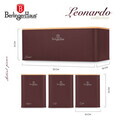 Set cutie pentru paine si 3 recipiente Berlinger Haus, Leonardo, 33x18x12 cm, otel carbon, visiniu mat/natur