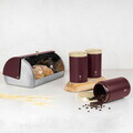 Set cutie pentru paine si 3 recipiente Berlinger Haus, Leonardo, 38.5x28x18.5 cm, inox, visiniu