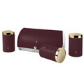 Set cutie pentru paine si 3 recipiente Berlinger Haus, Leonardo, 38.5x28x18.5 cm, inox, visiniu