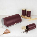 Set cutie pentru paine si 3 recipiente Berlinger Haus, Leonardo, 38.5x28x18.5 cm, inox, visiniu