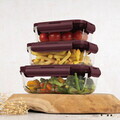 Set 3 caserole cu capac Berlinger Haus, Leonardo, 570 ml / 840 ml / 1.18 L, sticla/plastic, transparent/visiniu