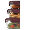 Set 3 caserole cu capac Berlinger Haus, Leonardo, 570 ml / 840 ml / 1.18 L, sticla/plastic, transparent/visiniu