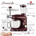 Robot de bucatarie 4 in 1 Berlinger Haus, Leonardo, 1500W, inox/plastic, visiniu mat/argintiu