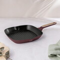 Tigaie grill Berlinger Haus, Leonardo Nordic, 28 cm, 2.1 L, aluminiu forjat, visiniu mat